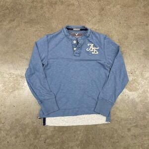American Eagle Blue Henley Long Sleeve Vintage Fit Casual Men's M